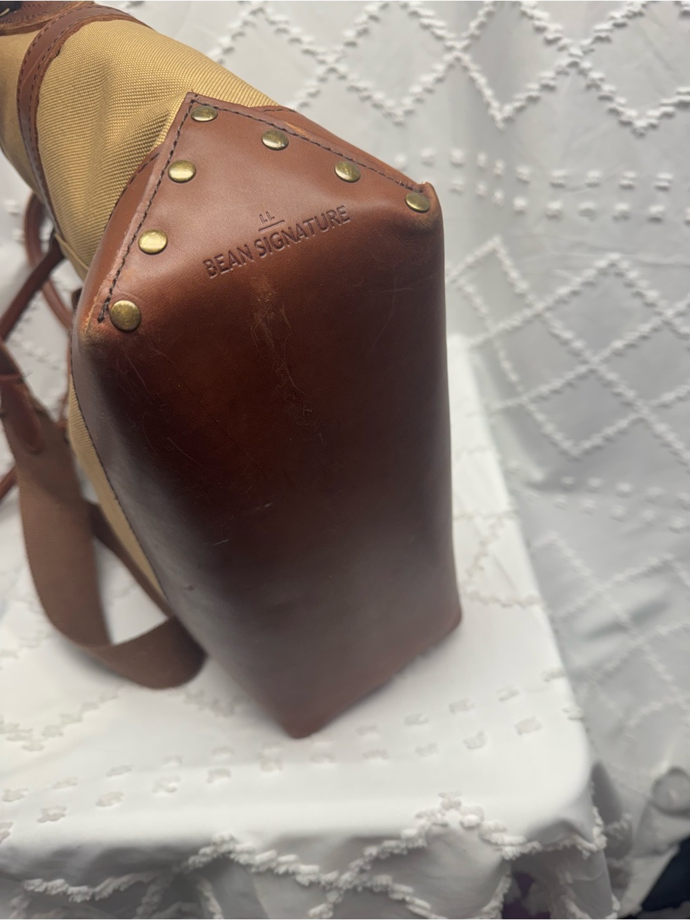 L.L. Bean Signature Canvas and Leather Tote Bag with Crossbody Strap - Picture 9 of 10